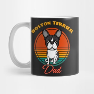 Boston Terrier Dad Dog puppy Lover Cute Sunser Retro Funny Fathers Day Mug